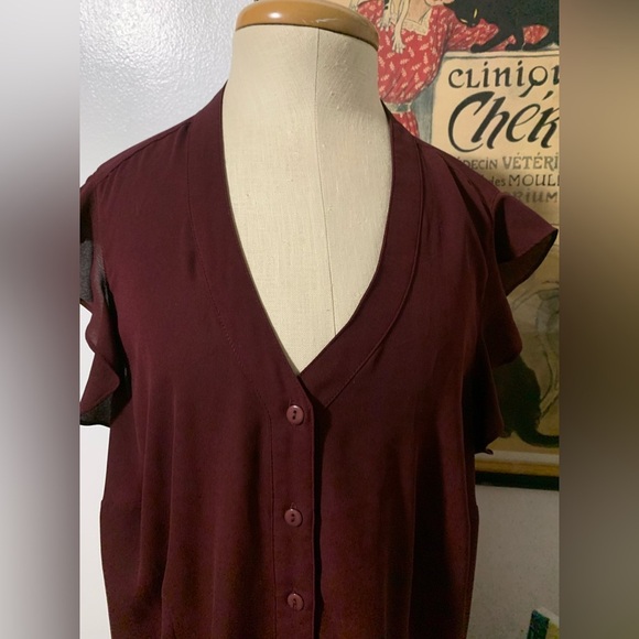 Modcloth Maroon Button-Down Blouse 1X - Picture 10 of 12